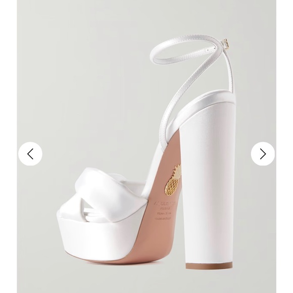 Aquazzura Olie Satin Platform Pumps in White - Picture 7 of 7